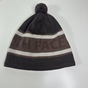 The North Face Beanie Toque Adult One Size Brown Knit 100% Wool Lined Ski Pom